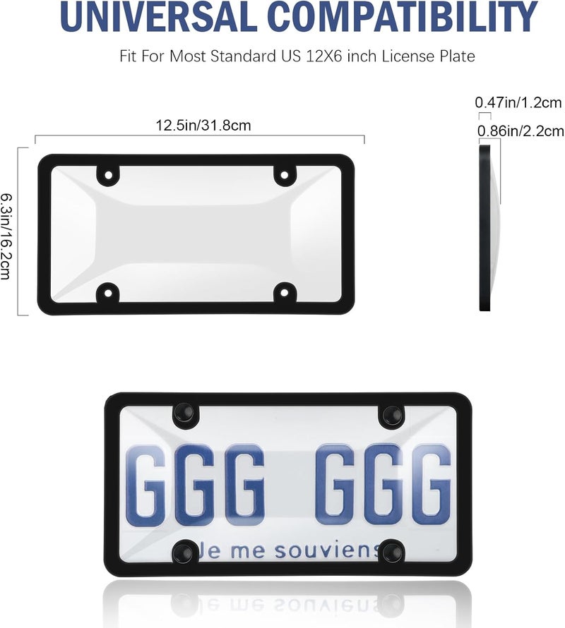 jalan License Plate Covers, 2 Pack License Plate Protector and Frames Combo, Plastic Car Front/Rear License Plate Covers ith Screws Caps, Universal Car Accessories for Most Cars - Image 2